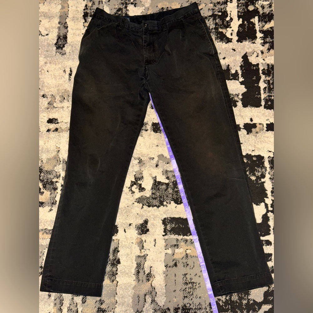 Men's Black Polo by Ralph Lauren Ethan Chino Pleated Pants